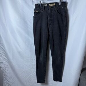 Vtg EXP Jeans By Express Women's Black High Waisted Tapered Leg Pants Size 7/8